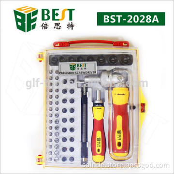 BEST-2028A 62pcs Multi-function Rapid Ratchet Hand Screwdriver Bit Sets for home usage